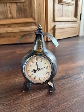 Home Decor | Vintage Helicopter Clock | Distressed Black & Gold Finish | 1130